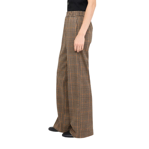 Pantalone Donna flare a quadretti modella laterale